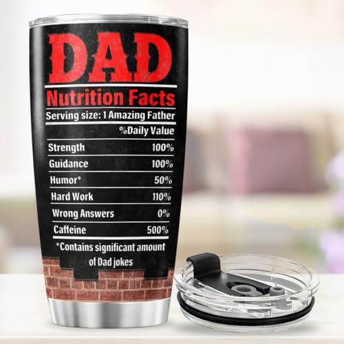 Funny Dad Gift 20oz Travel Mug, Awesome Like My Daughter Design, Black Stainless Steel Insulated Tumbler with Nutrition Facts, Birthday Father's Day Christmas from Daughter - color: Dad Life M6