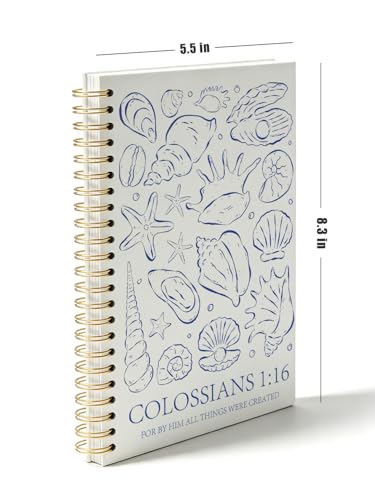 Bible Study Journal for Women,Christian Faith Gifts for Women Teen Girls,Church Sermons Notes Journal,Seashell Colossians 1:16 Bible Hardcover Spiral Notebook 5.5x8.3 - color: conchs colossians 1:16