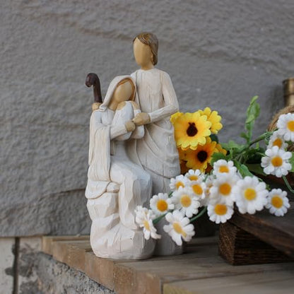 Religious Holy Family Figurine, Resin Sculpture of Mary, Joseph & Baby Jesus, Nativity Set Indoor, Christian Decor for Home, Church, Christmas(8.26 inch Height)