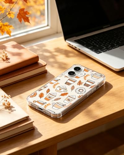 Cozy Fall Vibe Phone Case Compatible with iPhone 17, Autumn Leaves Coffee Phone Cover for iPhone 17 - color: Fall Vibe