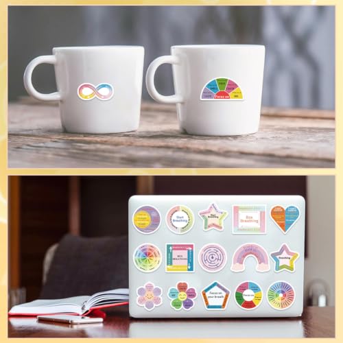 50Pcs Breath Calm Anxiety Sensory Stickers Waterproof Vinyl Decals - color: Anxiety Relief