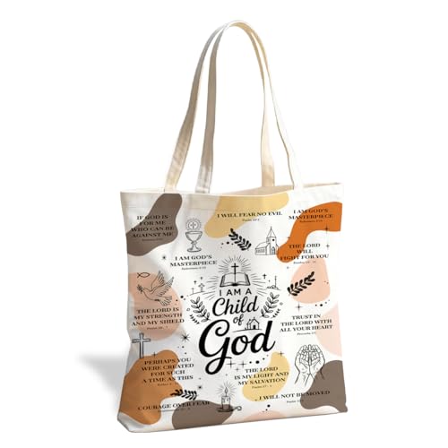 Christian Canvas Tote Bag for Women, Inspirational Faith Shoulder Bag - color: God 02
