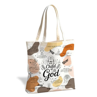 Christian Canvas Tote Bag for Women, Inspirational Faith Shoulder Bag - color: God 02
