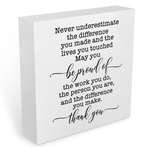 Inspirational Retirement Gift Office Desk Decor White Wooden Box Sign - color: White0378