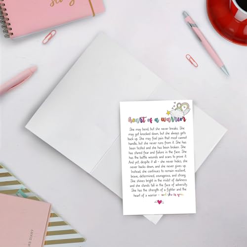 Heartfelt Encouragement Card for Her, Affirmation Card, Thinking of You Card, Support Card, Positive Card, Never Give Up Card, Get Well Soon Card, Heart of a Warrior Card - color: #98