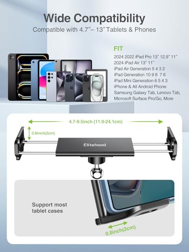 elitehood 8.5in Long Arm iPad Mic Stand Holder for Microphone Music Stand - size: 8.5in Arm