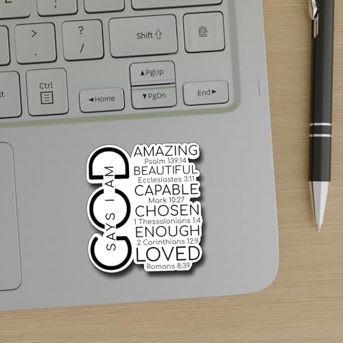 (3Pcs) God Say I Am Sticker Christian Inspirational Decals Decorate Books Laptop Phone Water Bottles Kindles Tumbler Waterproof Vinyl Stickers 2,7 x 3 Inch - color: God Say I Am