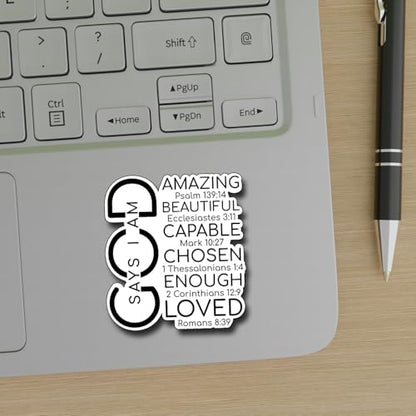(3Pcs) God Say I Am Sticker Christian Inspirational Decals Decorate Books Laptop Phone Water Bottles Kindles Tumbler Waterproof Vinyl Stickers 2,7 x 3 Inch - color: God Say I Am