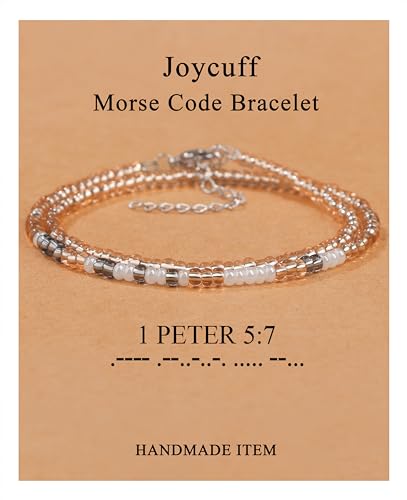 Inspirational Morse Code Bracelets for Women Funny Jewelry Birthday Gifts - color: 1 PETER 5:7