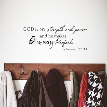 Vancetyno God is My Strength and Power and He Makes My Way Perfect Vinyl Wall Decal Bible Scripture Inspirational Quotes Religious Home Décor