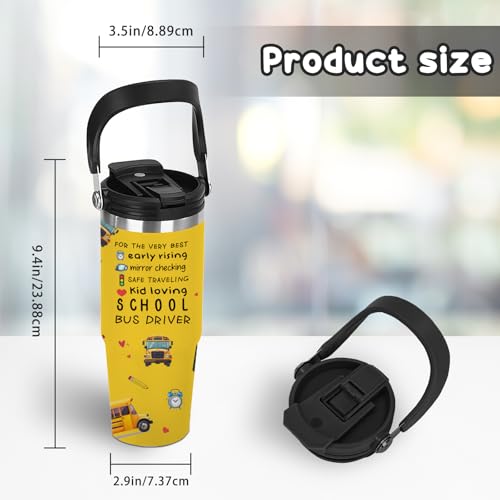 30oz Bus Driver Tumbler with Handle, School Bus Driver Gifts for Women Men - color: SchoolBusDriver1