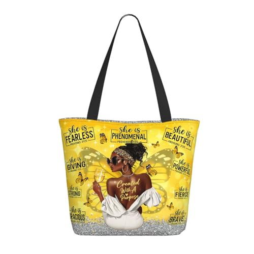 Funny Christian Tote Bags For Women With Zipper Christian Gifts For Work Gym Travel Beach Women With Large Capacity - color: African American