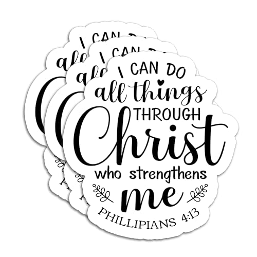 (3Pcs) I Can Do All Things Through Christ - Bible Verse Religious Sticker - color: I Can Do All Things Through Christ Leaves