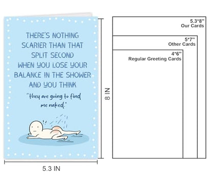 Funny Sarcastic Friendship Birthday Card for Bistie Friend, Humorous Just Because Card for Her Him, Relatable Shower Slip Meme Greeting Card - color: #1