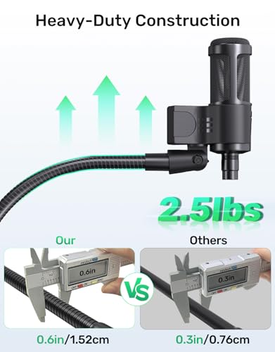 19" Flexible Gooseneck Mic Stand with Desk Clamp【Heavy Duty】, Dual Holder - size: Upgraded Heavy-Duty Clamp