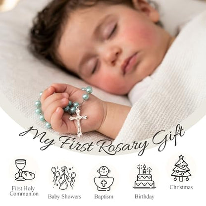 Asix Toy Baptism Rosary Gifts for Girls Boys,My First Rosary with Keepsake Box for Baby Shower Holy First Communion,Christening Gifts from Godmother. (Pink) - color: Pink