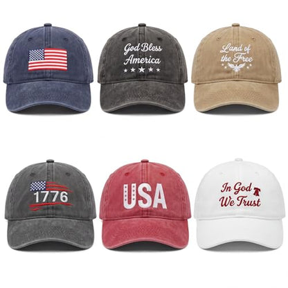 6/12 Pack Christian Hats Bulk for Men Women - style: Patriotic