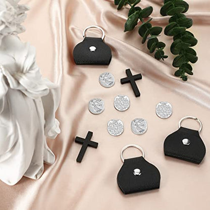 Sureio 6 Sets Guardian Angel Pocket Coins with Faux Leather Keychain
