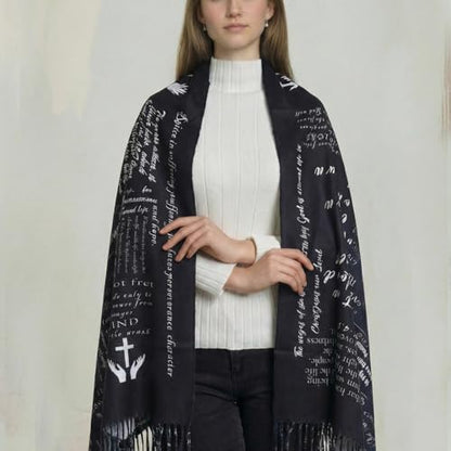 Prayer Shawl Christian Wrap Scarf For Women Prayer Scarves for Christian Scarf Gift - color: Black New