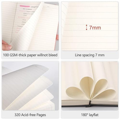 AHGXG Lined Journal Notebook, 320 Numbered Pages, A5 (5.75'' X 8.38'') - color: Black, size: A5
