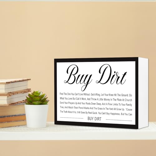 Buy Dirt Sign Wood Box,Funny Home Wood Block Sign for Home Bedroom Office Wall Shelf Tabletop Desk Decor - style: Buy Dirt
