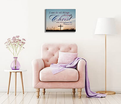 ”I can do all things through christ who strengthens me philippians 4:13. Christian Jesus Canvas Wall Art, Wall Inspirational Quotes Framed Artwork for Church Living Room Bedroom,11"*15"(29x38cm) - color: Bible5