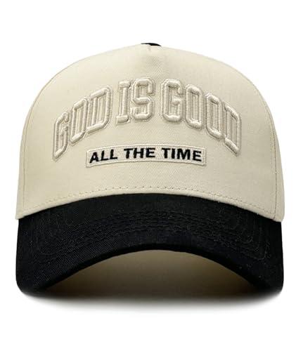 God is Good Hat, Christian Hats for Men & Women Religious Gift - color: Black/Beige