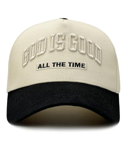 God is Good Hat, Christian Hats for Men & Women Religious Gift - color: Black/Beige