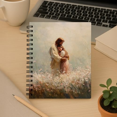 bitCNY Jesus Christian Spiral Notebook, Christian Gifts for Women, Jesus Hugging Woman Religious Notebook Journal for Women Church, Prayer Journal, 5.5x8.3 Inch - color: Jesus Christian