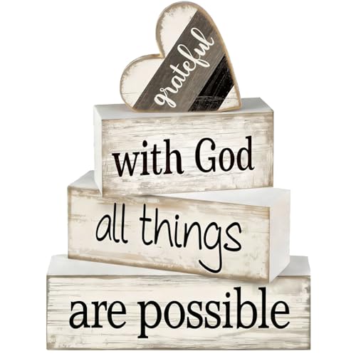Farmhouse Table Decor, 4pcs Christian Religious Home Decor - style: Faith
