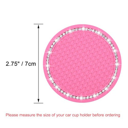 Wisdompro Bling Car Coasters, 2 Pack 2.75" Diameter Car Cup Coaster, Pink - color: Pink