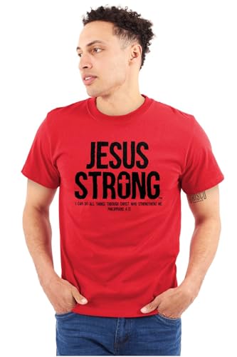 Jesus Strong Philippians 4:13 Bible Graphic T Shirt Men or Women - color: Red, size: XX-Large
