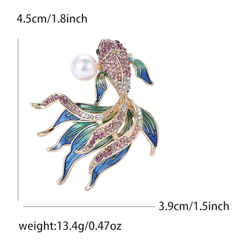 Bohemian Fish Brooch and Pins for Women Colorful Rhinestone Enamel Koi Pin Summer Clothing Hats Accessories Jewelry Gift