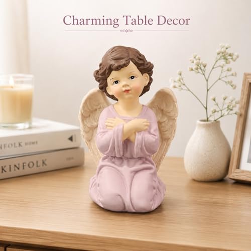 Praying Angel Figurine, Kneeling Guardian Angel Statue - size: 3.74"H
