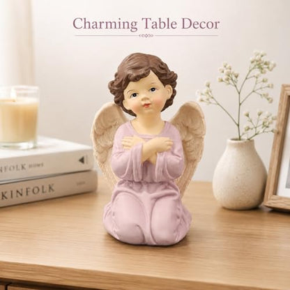 Praying Angel Figurine, Kneeling Guardian Angel Statue - size: 3.74"H