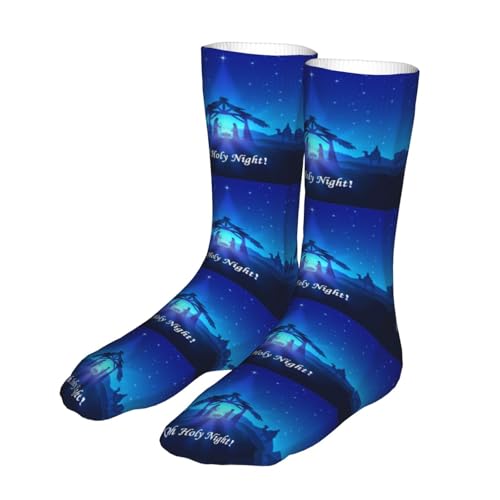 Christian Christmas Nativity Scene O Holy Night Sock Womens Short Stockings Casual Sport Crew Socks for Women Men - color: Bronze