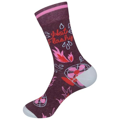 FUNATIC Crazy Socks with Funny Sayings - Novelty Gift for Men, Women, Adult - color: Hot Flashy