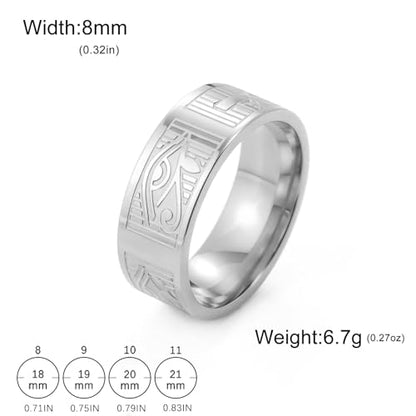 VASSAGO Stainless Steel Ancient Egyptian Ring for Men Women - color: silver, size: 9