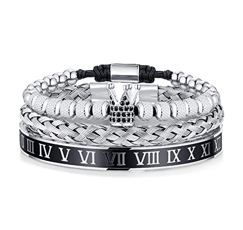WFYOU Stainless Steel Bracelets for Men Gold Cuff Bracelet Birthday Gifts - color: Silver 10