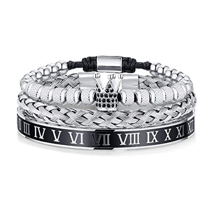 WFYOU Stainless Steel Bracelets for Men Gold Cuff Bracelet Birthday Gifts - color: Silver 10