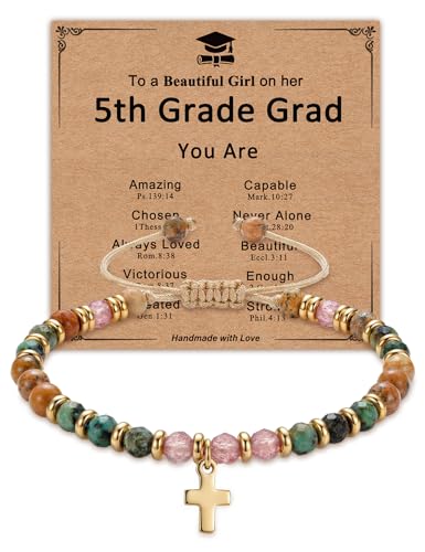 Bracelets for Girls Cross Soccer Bracelets Birthday Gifts for Girl - color: 6# 5th Grade Grad