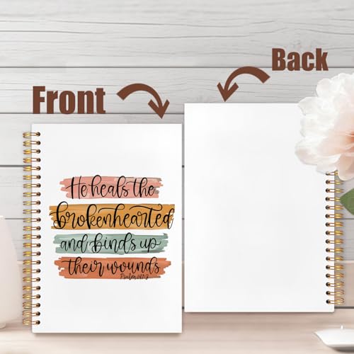 Christian PSALM 147 Spiral Notebooks, Bible Journaling Supplies, Religious Cross Scripture Hardcover Journal Notebook for Study Work Office,Christian Faith Based Gifts, 5.5x8.3 Inch - color: He heals the broken hearts