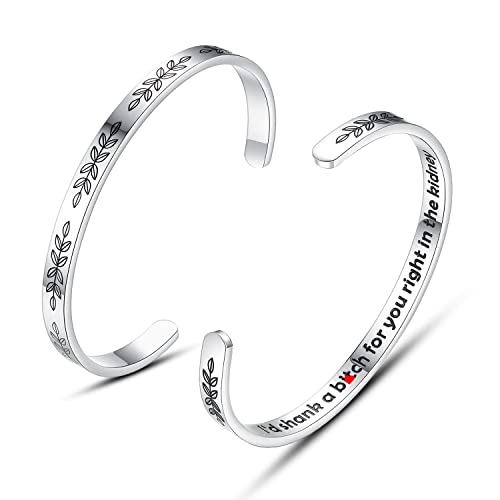 TONY & SANDY Cuff Bracelets for Women Teen Girls Best Friend Sister Mom Daughter Granddaughter Easter Birthday Mother's Day Christmas Stocking Stuffers for Teen Girls Women Jewelry - style: 0 - Friend Gifts - A - I'd shank a b@tch for you right in the kid