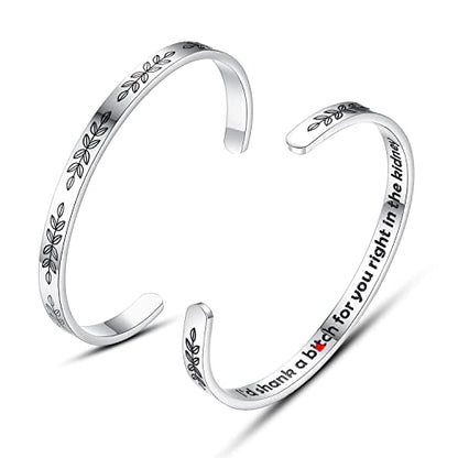 TONY & SANDY Cuff Bracelets for Women Teen Girls Best Friend Sister Mom Daughter Granddaughter Easter Birthday Mother's Day Christmas Stocking Stuffers for Teen Girls Women Jewelry - style: 0 - Friend Gifts - A - I'd shank a b@tch for you right in the kid