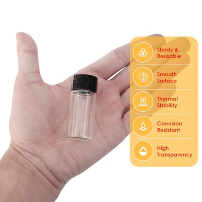 12PCS 10ml Clear Glass Small Vials with Screw Caps & Plastic Stoppers - size: 10ml