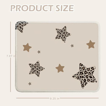 Mouse Pad for Desk with Stitched Edge, Premium Cute Washable Mouse Pads. Computer Mousepad with Non-Slip Rubber Base, Mousepads for Laptop, 9.25x7.75x0.12 inch (Leopard Stars) - color: Leopard Stars