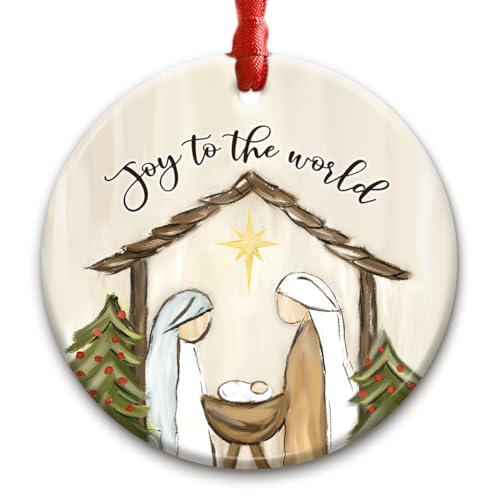 Christmas Nativity Scene Ornament, Joy to The World Xmas Decorations
