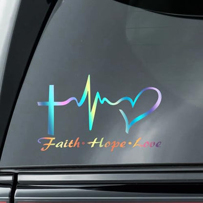 Hope Faith Love Heart Car Decal Stickers, Jesus Cross Sticker, Colorful - color: Colorful