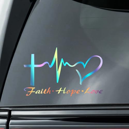 Hope Faith Love Heart Car Decal Stickers, Jesus Cross Sticker, Colorful - color: Colorful