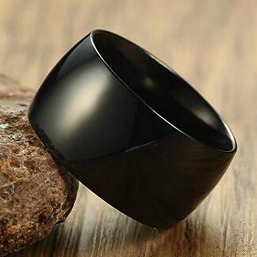 Jude Jewelers 12mm Stainless Steel Classical Simple Plain Wedding Band Ring - color: Black